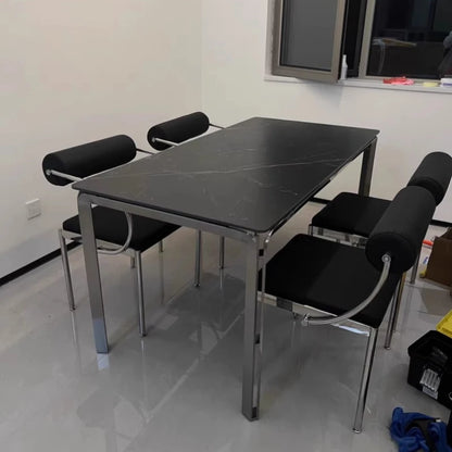 Vintage Designer Dining Chair with Stainless Steel Frame Study Room Seat Bedroom Dressing Table Makeup Stool Home Kitchen Chairs