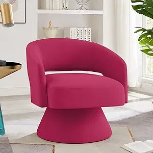 Swivel Barrel Chair, Modern Upholstered Velvet Accent Chair with Open Backrest, Comfy Single Sofa Chair Armchair with 360 Degree