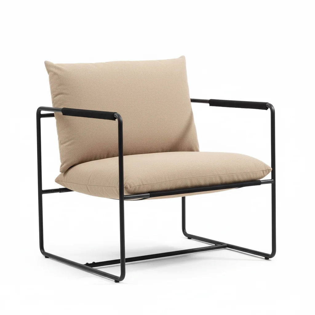 YC38 Gray Modern Accent Chair, Comfy Fabric Armchair for Living Room and Bedroom, Sherpa Chair for Small Spaces