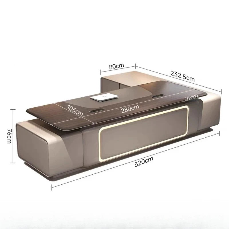 Elegant Light Luxury office desk Modern large high-end design executive desk Minimalist interior escritorio oficina furniture