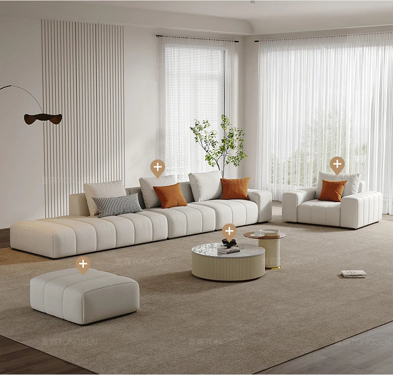 Luxury Charging  Sofas Bed U Shaped Sectional Furniture 7 Seat Modern European Fabric Living Room Sofas Set