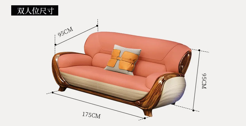 A71Chinese ebony leather sofa modern simple solid wood villa living room leather sofa