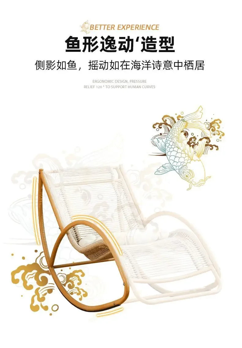 Balcony leisure rocking chair waterproof sunscreen courtyard recliner rattan