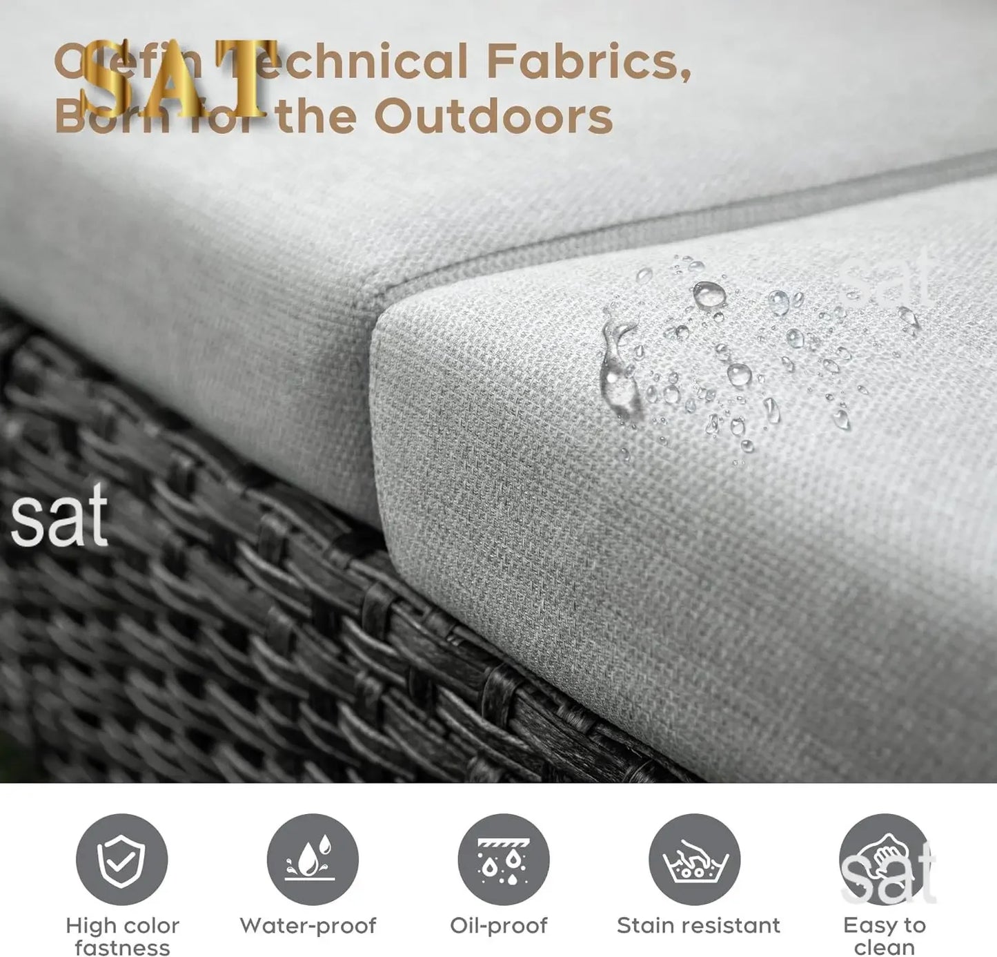 Rattan Outdoor Furniture Set, 6-piece Outdoor Deep-seated Leisure Set, Including Brazier Table and Footstool