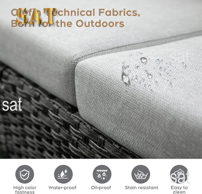 Rattan Outdoor Furniture Set, 6-piece Outdoor Deep-seated Leisure Set, Including Brazier Table and Footstool