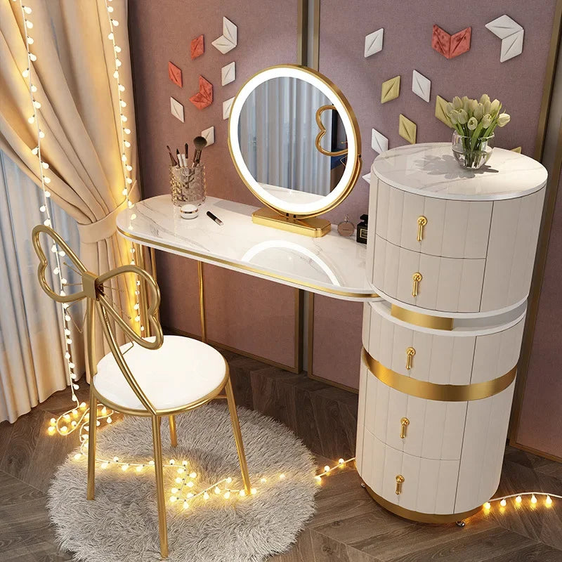 Bedroom Italian Light Luxury Dressing Table Wind Storage Cabinet One Small Apartment Makeup Dresser