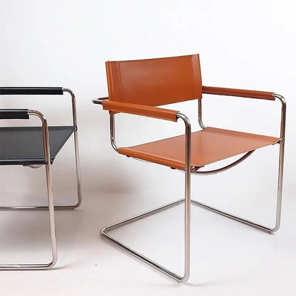 Stainless Steel Dining Chairs Modern Simple Restaurant Chair Living Room Portable Leather Armchair Home Decoration Furniture