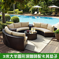 Outdoor round rattan sofa combination garden courtyard semi-circular rattan chair  hotel curved living room sofa