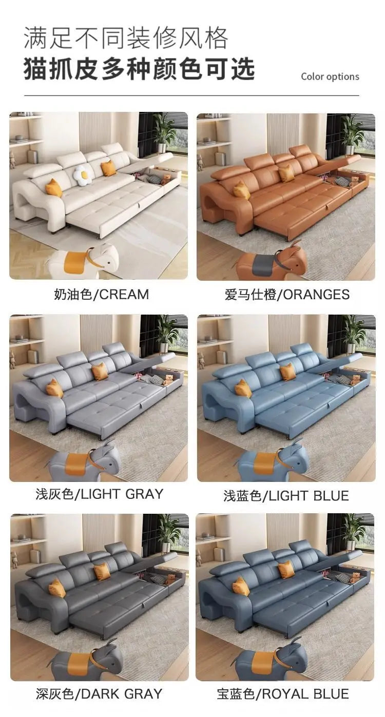 custom. [Official Genuine] Yisheng Scratch Leather Sofa Bed Dual-use Foldable Multifunctional Small Apartment Livin