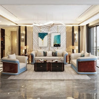 Italian style, light luxury leather, sofa, model room, living room, furniture