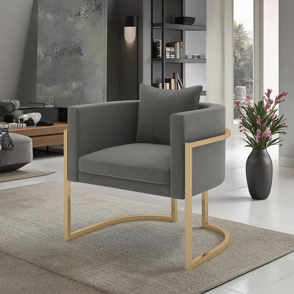 Fauteuil simple moderne pour salon, ensemble de meubles de salon, fauteuil de luxe en velours pour salon