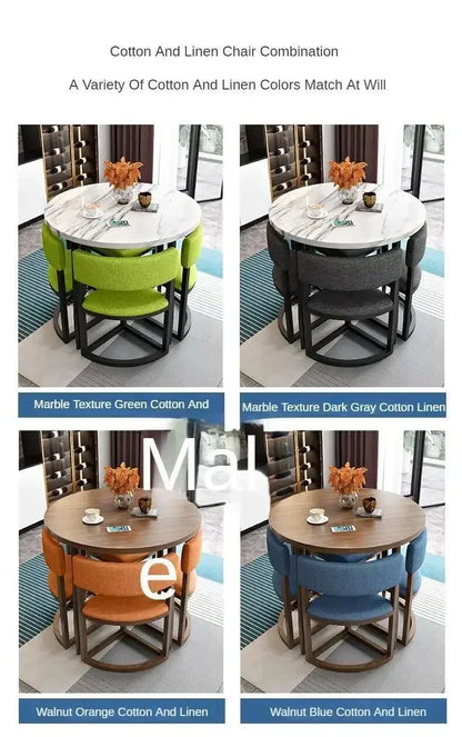 Round Mobile Dining Tables Set Kitchen 4 Chairs Center Wood Table Extendable Luxury Floor Mesa Comedor Home Furniture