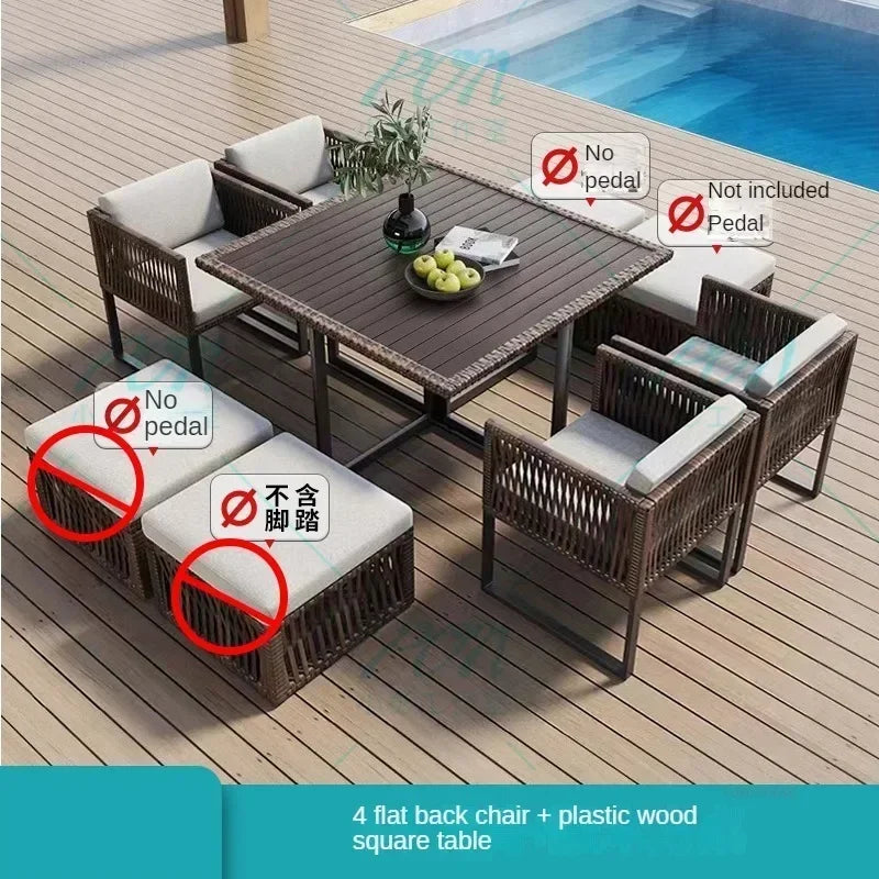 Terrace Garden Rattan Outdoor Chair Leisure Tea Table Patio Outdoor Furniture Set Outdoor Table and Chairs Garden Furniture Sets