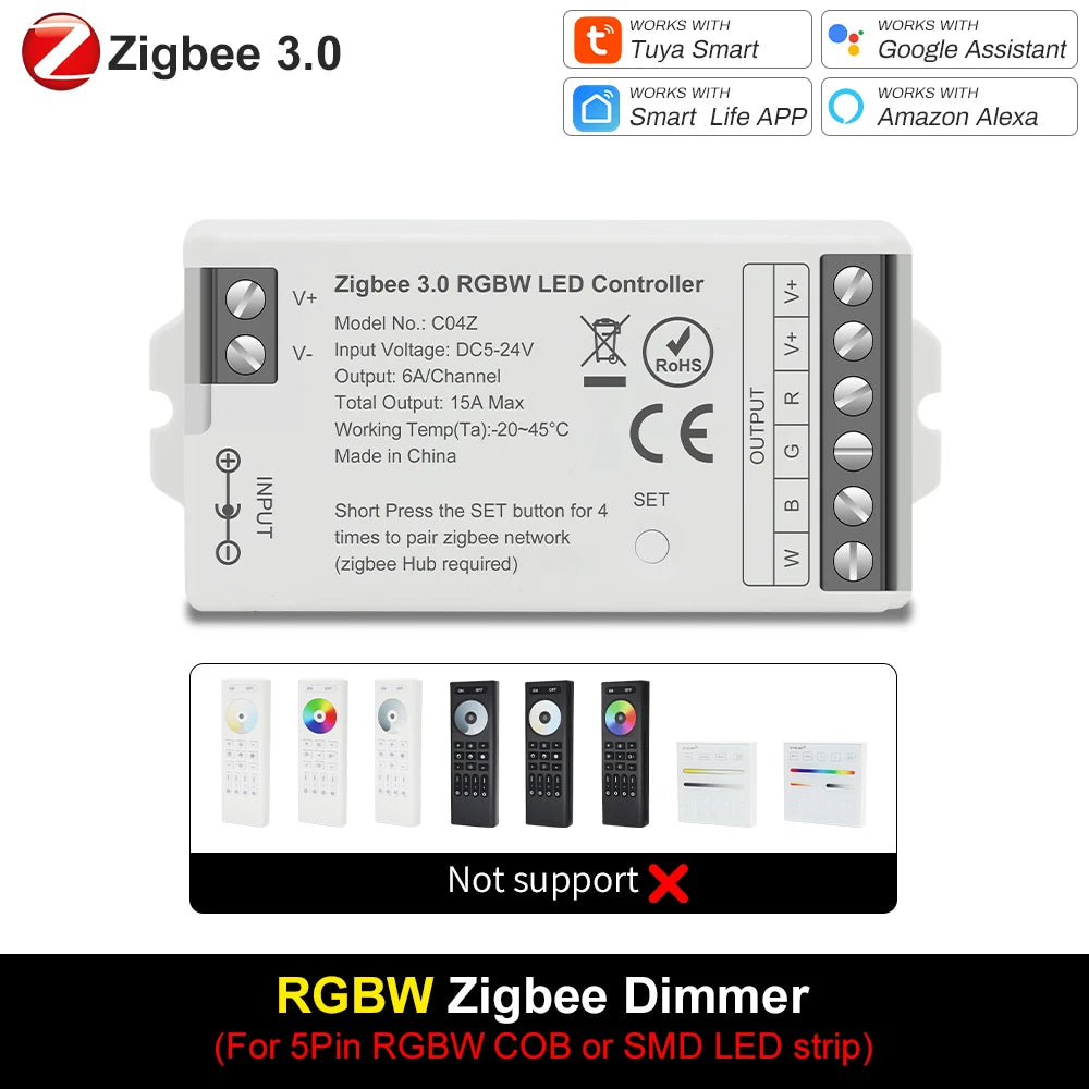 Smart LED Dimmer Tuya Wifi Zigbee DIM CCT RGB RGBW RGBCCT PWM LED Controller Support Alexa Google Home Voice Control