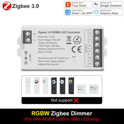 Smart LED Dimmer Tuya Wifi Zigbee DIM CCT RGB RGBW RGBCCT PWM LED Controller Support Alexa Google Home Voice Control