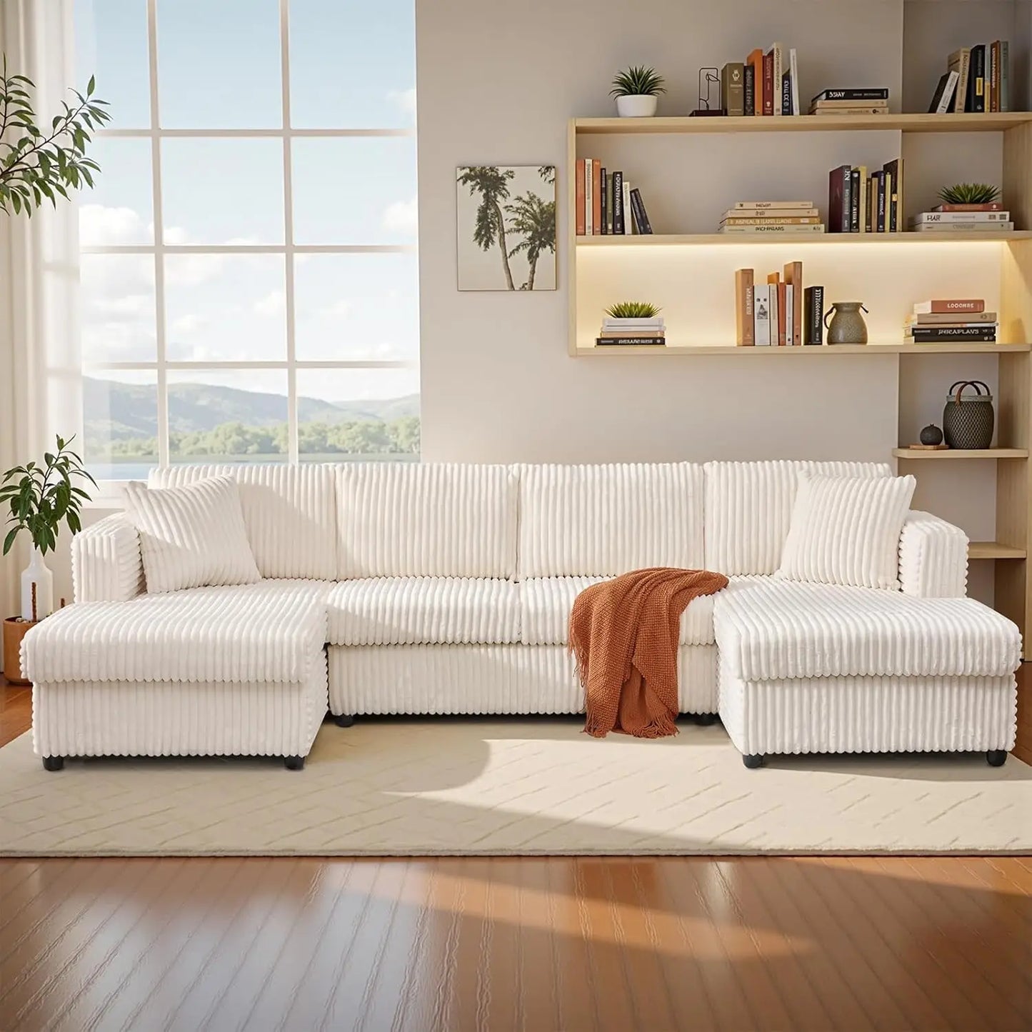 123" U-Shaped Sectional Sofa: Two L-Shape Chaise | 2 Cloud Couch Sectional with Two Pillows | Couches for Living Room