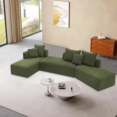 #For L-Shaped Modular Sectional Sofa, 3-Seater Comfy Cloud Couch with Ottoman/Chaise & 5 Pillows for Living Room Bedroom&