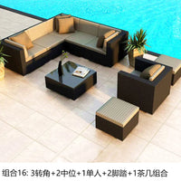 Terrace Modern Garden Sofas Outdoor Combination Courtyard Nordic Garden Sofas Waterproof Pe Rattan Furniture Sofá Jardín MHHYSF