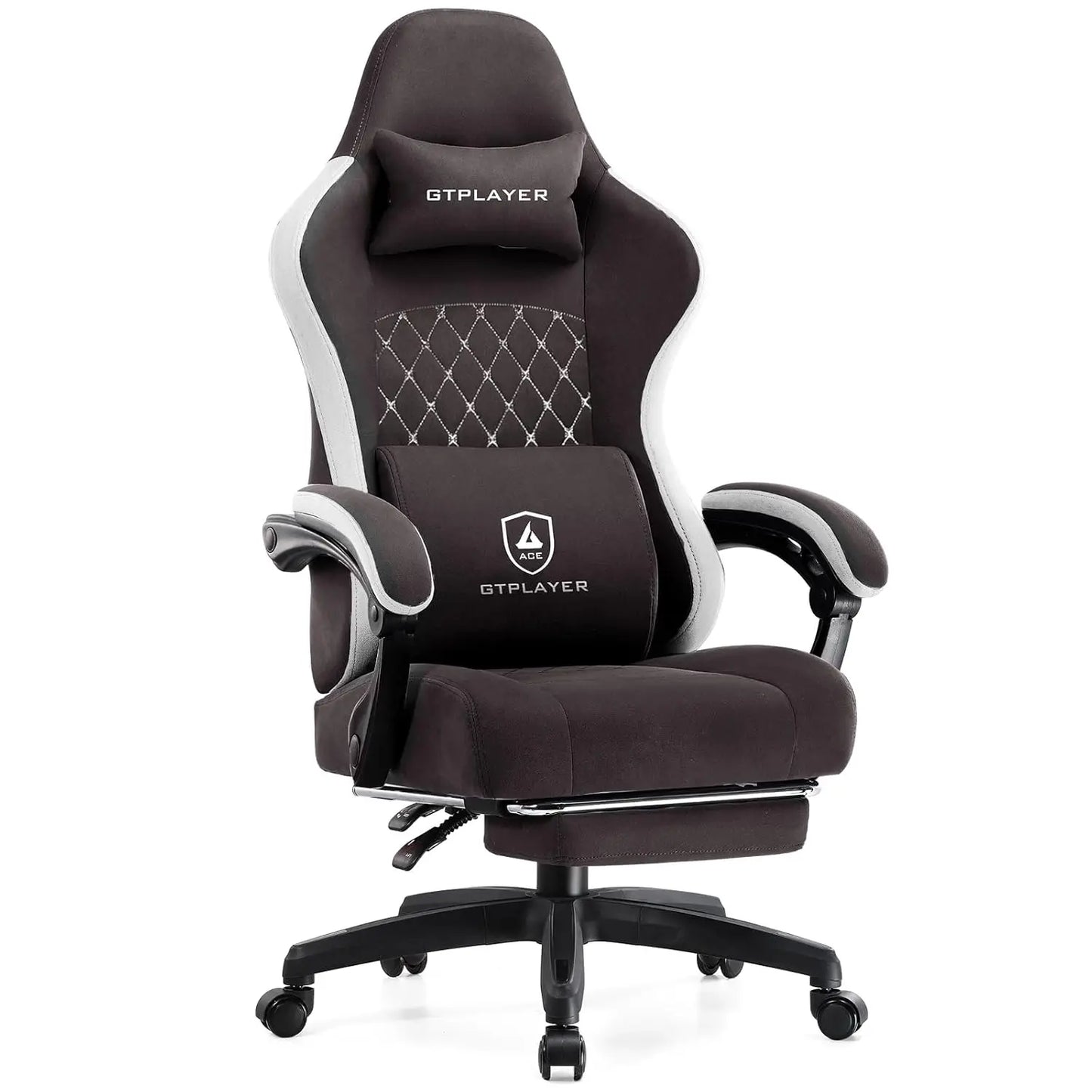 Office Chair, Gaming Computer Desk Fabric Chair with Footrest, High Back Ergonomic Office Chair with Pocket Spring Lumbar Suppor