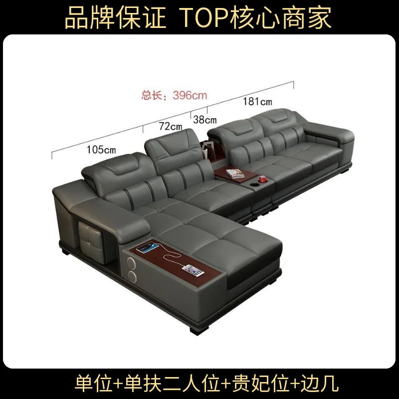 Genuine Leather Luxury Sofas Italian Minimalist Living Room Apartment Sofas Comfortable Straight Chaises De Salon Furnitures