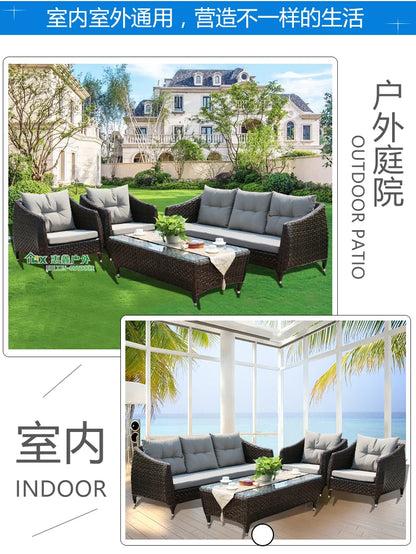 Leisure Courtyard Garden Sofas Outdoor Simple Homestay Coffee Table Garden Sofa Terrace Pe Rattan Furniture Sofá Exterior MHHYSF