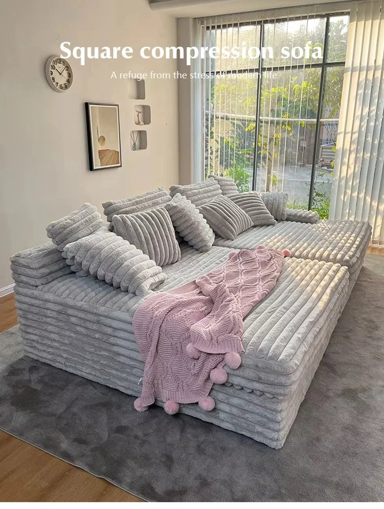 Luxury Living Room Furniture Waterproof Velvet Fabric Modular Sectional Sofa In Box Vacuum Compression Sofa Sets Hotel Villa