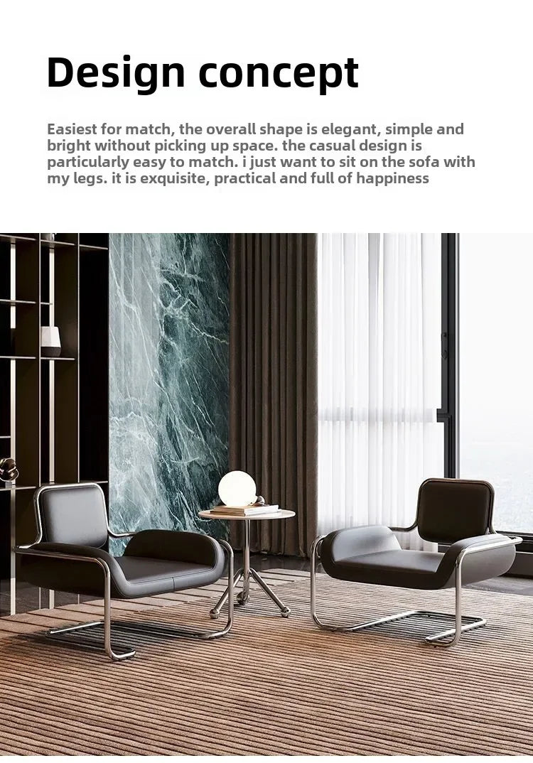 Nordic Designer Medieval Stainless Steel Light Luxury Minimalist Living Room Reception Leisure Single Chair Special-shaped Chair