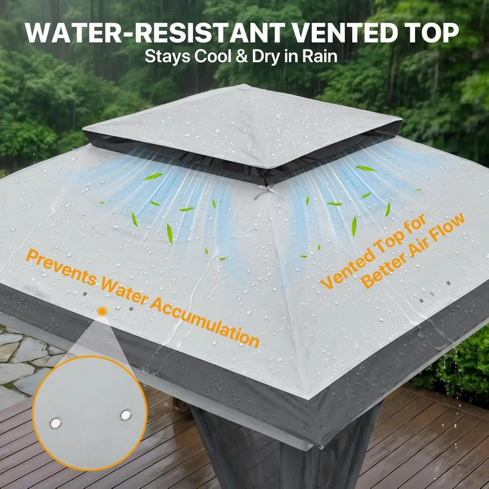 11x11 Pop Up Gazebo with Netting, Canopy Tent, Gray