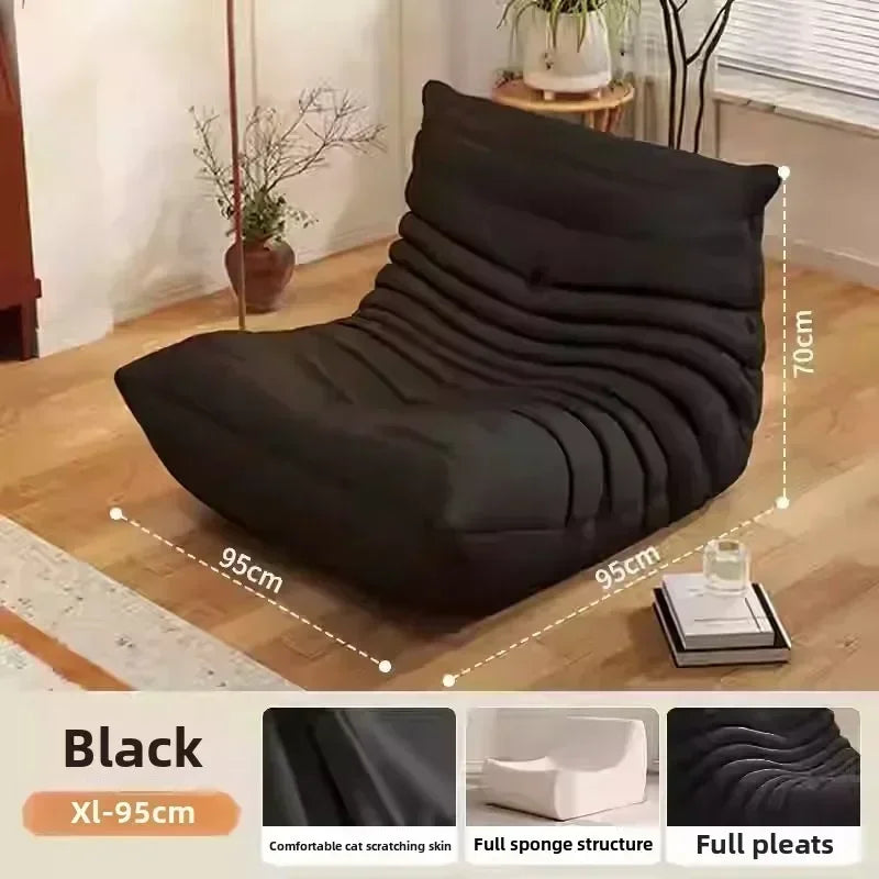 Caterpillar Sofa Living Room Single Bedroom Cloth Art Black Leather Lazy Man Sofa Bedroom Living Room Chair Sofa
