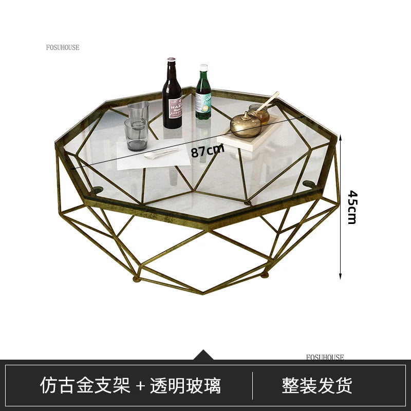 Nordic Light Luxury Tempered Glass Coffee Tables Small Apartment Sofa Side Table Simple Iron Corner Table Living Room Furniture
