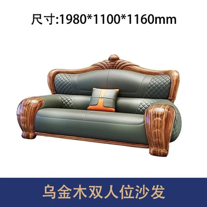 European-style villa, luxury ebony wood, leather art sofa