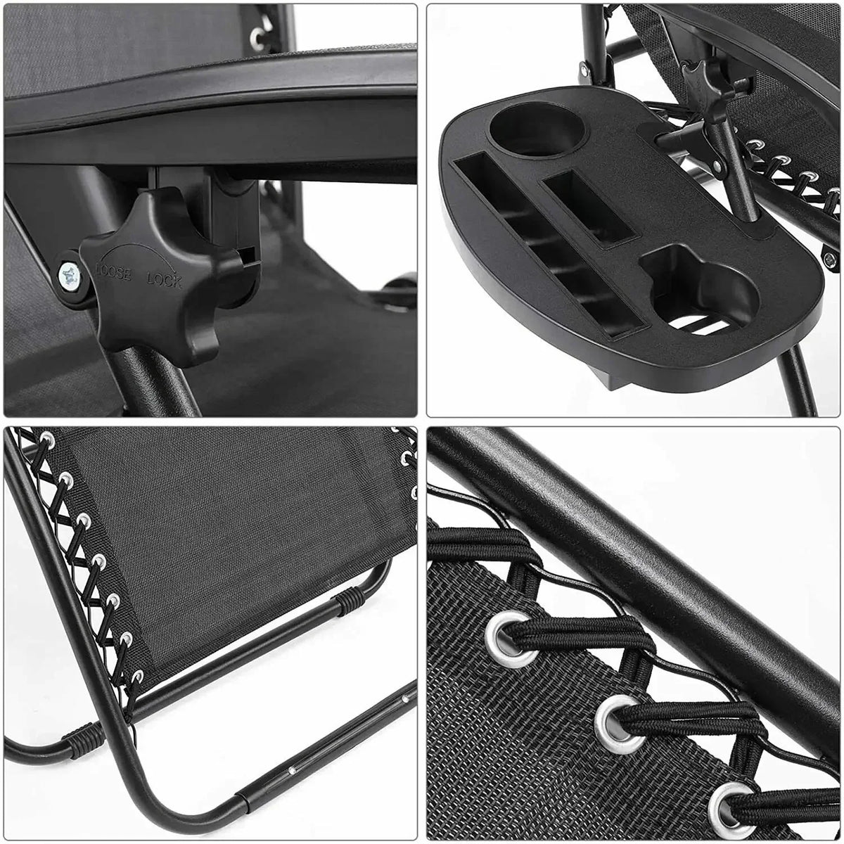 Homfa Garden Sun Lounger Set with Table Folding Adjustable Zero Gravity Recliner Chair Seat Indoor/Outdoor