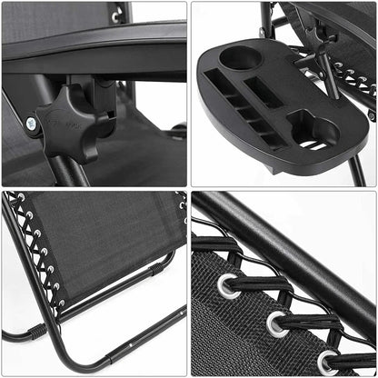 Homfa Garden Sun Lounger Set with Table Folding Adjustable Zero Gravity Recliner Chair Seat Indoor/Outdoor