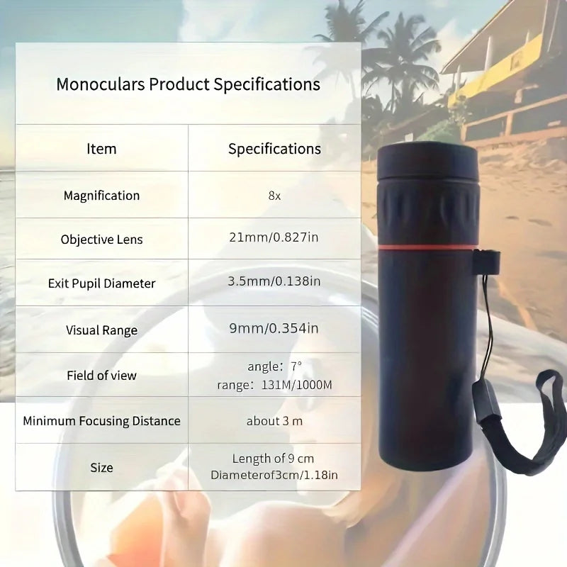 High Magnification HD Monocular Telescope Waterproof Mini Telescope Portable Military Zoom  Scope for Travel Hunting