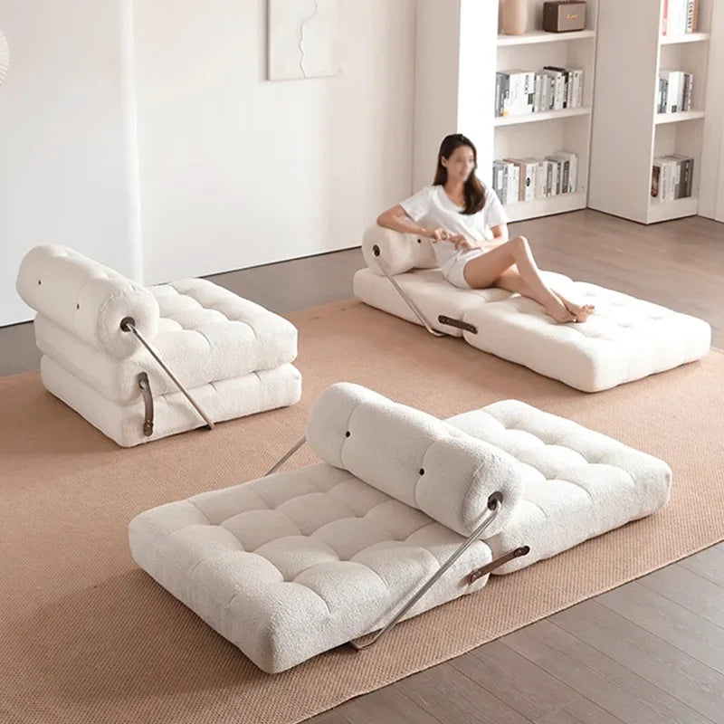 Convertible Folding Fabric Sofa Chair Bed with Reclining Backrest