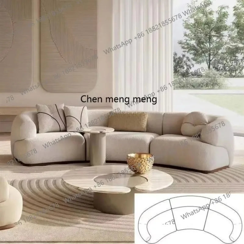 A38 Living room Italian minimalist light luxury fabric sofa cream style special-shaped, soft decoration, exhibition hall sofa gr