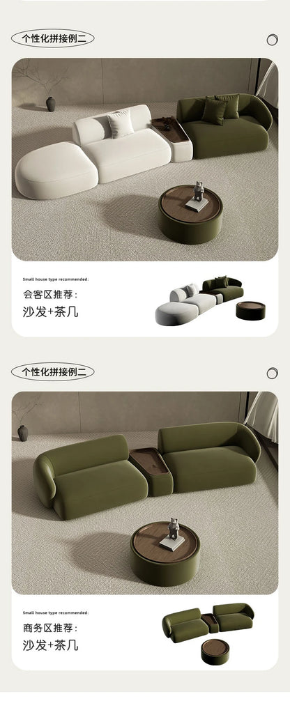 Curved Sofa Special Shaped Designer Beauty Salon Couch Lounge Area Sofa Coffee Table Set Furniture Velvet Living Room Sofas