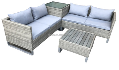 Patio Furniture Set Garden 5PCS Galvanized Steel Garden Set Wicker Ratran Sofa