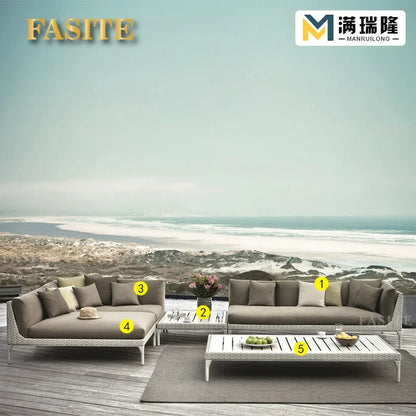 Rattan Sofa Nordic Villa Area Courtyard Outdoor Sofa Furniture Model Room Outdoor Soft Decoration Bed Recliner Waterproof
