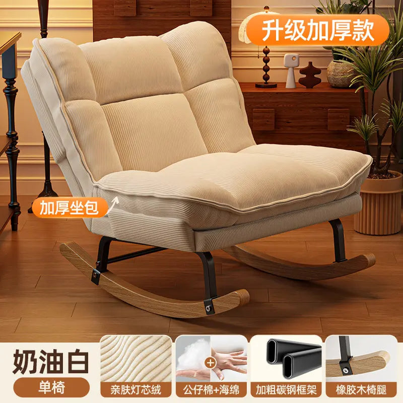 Nordic Office Recliner Chair Fluffy Lounger Comfortable Floor Recliner Chair Bedroom Rocking Chaise Lounge Hotel Furniture