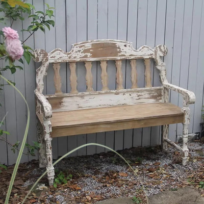 Patio Wooden Bench, 4 Ft Foldable Acacia Wood Garden Bench, Outside Loveseat with Curved Backrest，Balcony Furniture