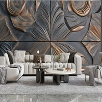 MU8844 Modern high-end golden gilded rock plate TV sofa background wall paper mural