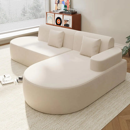 Modern Curved Boneless L-Shape Sectional Sofa Chenille Cloud Living Room Apartment Bedroom Right Facing, Customized