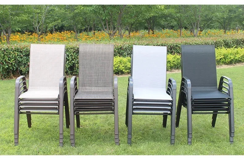 Outdoor Beach Chairs Outdoor Courtyard Balcony Waterproof and Sunscreen Iron Chair Outdoor Furniture Home Leisure Back Armchairs