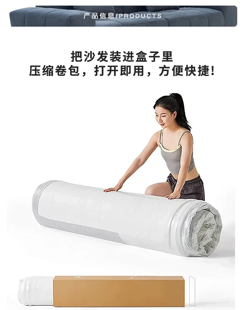 Full Sponge Compressed Fabric Sofa Modern Simple Living Room Couch Tofu Block Sofa Small Apartment Straight Row Combination Sofa