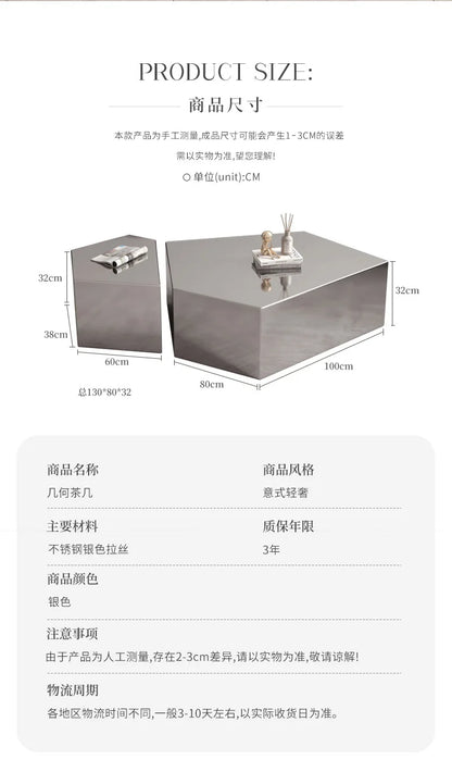 Geometric Special-shaped Creative Light Luxury Home Living Room Modern Simple Italian Stainless Steel Designer New Coffee Table