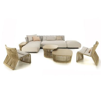 Outdoor rattan sofa combination outdoor open-air waterproof sunscreen rattan tables and chairs villa home leisure garden