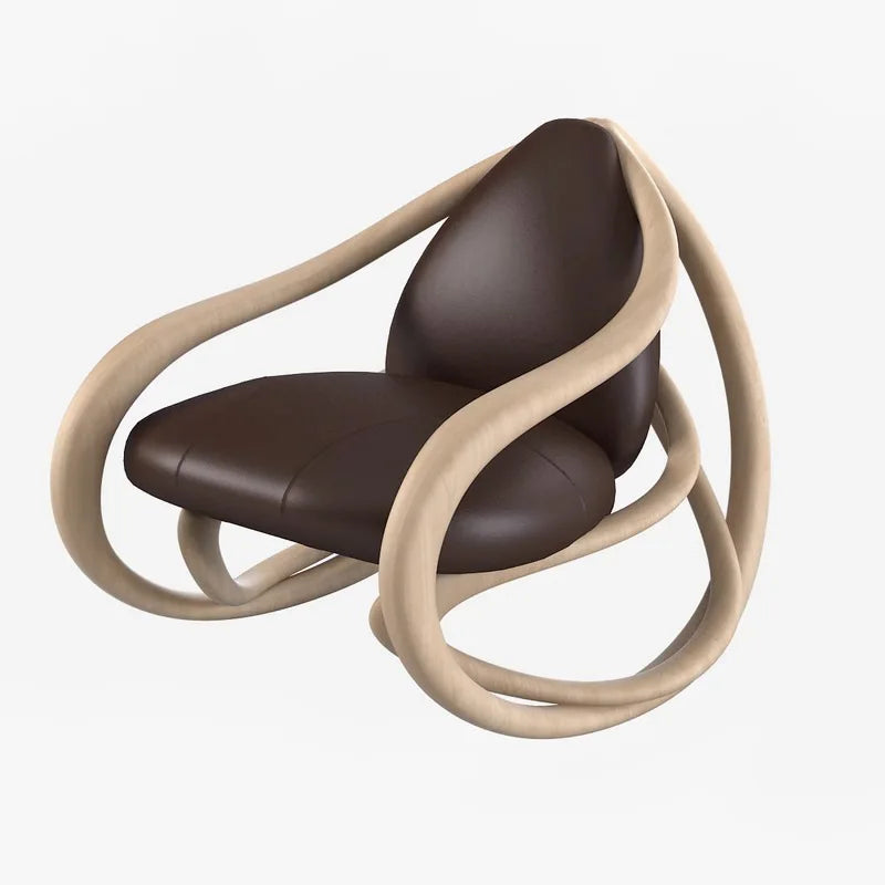 moving rocking chair solid wood balcony home living room leisure nappa leather sofa chair