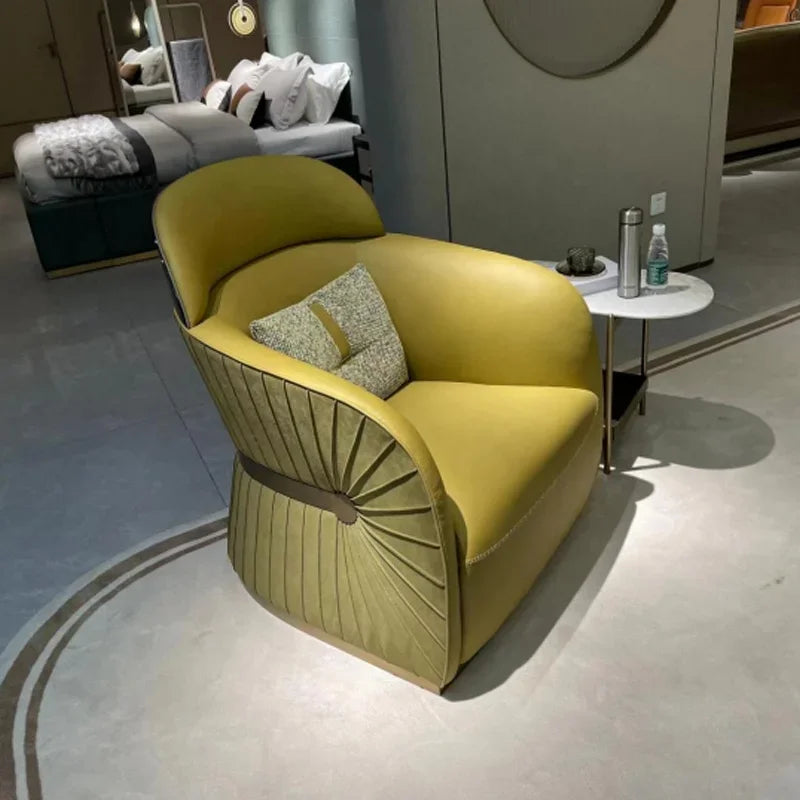 Italian style living room small chairs office and guest rooms single sofa chairs rotatable genuine leather leisure chairs