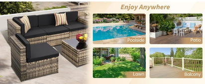 QAZ8-Q8 pieces outdoor Wicker rattan patio sectional furniture set.glass top table with hidden storage.7 sofa sections.oversized